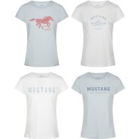 MUSTANG T-Shirt Damen Logo Printshirt Alexia C Logo Slim Fit (4-tlg) Basic Kurzarm Tee Shirt mit Rundhalsausschnitt aus 100% Baumwolle von mustang