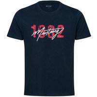 MUSTANG T-Shirt Lounge Shirt Hemd T-Shirt rotem Kontraststreifen und Mustangbranding von mustang