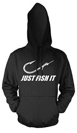 Just Fish it | Angler | Fishing | Sprüche | Lustig | Fun | Petri Heil | Spaß | Anglerbekleidung Herren | Angel | Statement | Hoodie | Kapuzen-Sweatshirt für Männer | Fun Angler Hoody von mycultshirt
