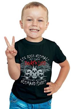 Leg Dich Nicht mit einem Dorfkind an Kinder T-Shirt Fun Spruch Jungen Kids von mycultshirt