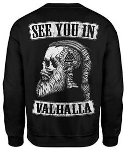 See You IN Valhalla Herren Sweatshirt | Thor | Vikings Shirt | Ragnar | Rising | Walhalla | Wodan | Wikinger | Valknut | Odin | Männer Pulli | Pullover Schwarz 3XL von mycultshirt