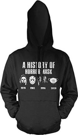 The History of Horrormask Herren Fun Hoodie | Halloween | Purge | Virus | Maske | Funny | Statement | Männer Horror Kapuzen-Sweatshirt | Pullover von mycultshirt