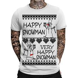 Very Happy Snowman Herren Weihnachts T-Shirt | Fun - Sprüche Shirt | Ugly Xmas Tshirt | Christmas | Lustig | Schneemann | Santa | Weihnachten | von mycultshirt