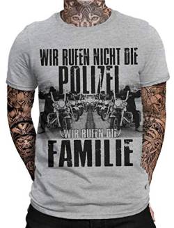 Wir rufen Nicht die Polizei Wir rufen die Familie T-Shirt | Brotherhood | Respect | Honour | Biker | Motorrad | Biking| Statement | Bobber | Respekt | Ehre | Herren | Männer T-Shirt von mycultshirt