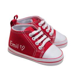 mylatschen | Babyschuhe mit Namen Bedruckt | personalisierte Geschenke Baby Sneaker | Lauflernschuhe für Jungen & Mädchen | bequem & rutschfest | Rot von mylatschen