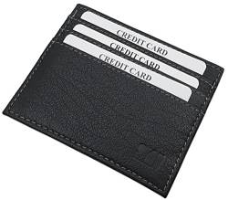 EXTRA FLACHES BÜFFELLEDER KREDITKARTENETUI VISITENKARTENETUI KARTENETUI SCHECKKARTENETUI KARTENMÄPPCHEN MJ-DESIGN-GERMANY SCHWARZ ODER BRAUN MIT KONTRASTNAHT, Schwarz, Einheitsgröße von myledershop