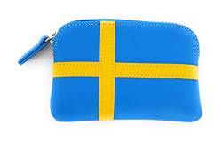 Mywalit Schweden Flagge Unisex Leder Schlüsselanhänger Münzbörse Mehrfarbig, Mehrfarbig von mywalit