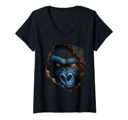 Damen Gorilla Gesicht Wand Tier Druck Kunst Tierliebhaber Gorilla T-Shirt mit V-Ausschnitt von @n!mal