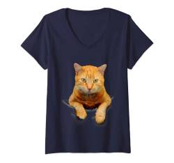 Damen Katze Tiere Kreativ Katzenmotiv Tasche Katze T-Shirt mit V-Ausschnitt von @n!mal