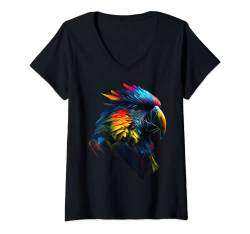 Damen Papagei Tier Druck Kunst Tierliebhaber Papagei T-Shirt mit V-Ausschnitt von @n!mal
