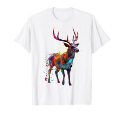 Deer Lover Kunstwerk | Buntes Tiermotiv Hirsch T-Shirt von @n!mal