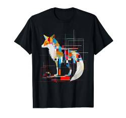 Fuchs Geometrische Kunstwerk Bunt | Tiermotiv Fuchs T-Shirt von @n!mal