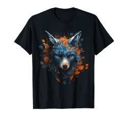 Fuchs in Blau - Herbst Blätter Kunst - Tier Fuchs T-Shirt von @n!mal