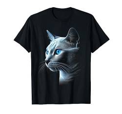 Katze Haustier Tier - Blaue Augen Kunst Katze T-Shirt von @n!mal