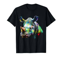 Nashorn-Liebhaber Kunstwerk | Buntes Tiermotiv Nashorn T-Shirt von @n!mal