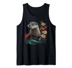 Otter Tiere Blumen Tierliebhaber Rose Art Otter Tank Top von @n!mal