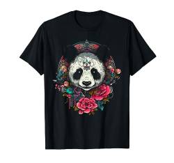 Panda Mandala Blumen | Tier Rose Motiv Panda T-Shirt von @n!mal