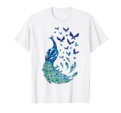 Pfau Schmetterlinge Bunt Vogel Kunst Vogelmotiv Zoo T-Shirt von @n!mal