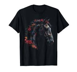 Pferd Kunstwerk - Reiten Blumen Pferdemotiv Tier Pferd T-Shirt von @n!mal