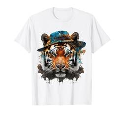 Tiger Hut Tier Druck Kunst Tierliebhaber Tiger T-Shirt von @n!mal