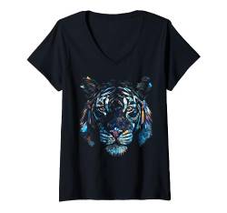 Tiger Polygon Kunstwerk - Bunt Tier Kunst Tiger T-Shirt mit V-Ausschnitt von @n!mal