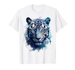 Tiger Weiß Kunstwerk - Blaue Augen - Tier Kunst Motiv Tiger T-Shirt von @n!mal