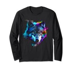 Wolf Kunst Bunt - Tier Motiv Kunstwerk Wolf Langarmshirt von @n!mal