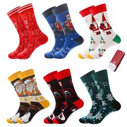 Herren Socken Weihnachten 6 paar Lustige Bunte Weihnachtssocken ​Winter Warm Baumwolle Socken als Weihnachtsgeschenke für Manner ( 39-46 ) von n&a