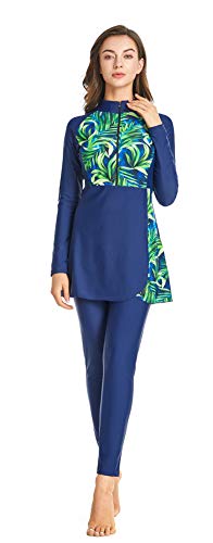 Bescheidener Badeanzug Badeanzug für Frauen Hijab Full Coverage Swimming Beachwear Langarm-Surfanzug（X3，L） von nadamuSun