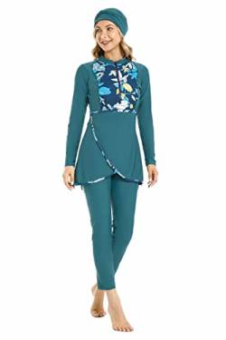 Muslimische Badeanzüge für Damen Modest Bademode Plus Size Burkini Islamischer Badeanzug Badeanzug mit Langen Ärmeln (L, X4) von nadamuSun