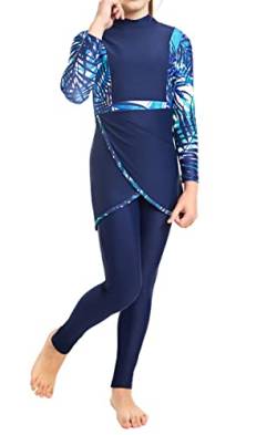 nadamuSun Badebekleidung für Mädchen Kinder bescheidene Badeanzüge Bademode langärmliger Surfanzug vollflächiger Badeanzug（XXL,X1 von nadamuSun