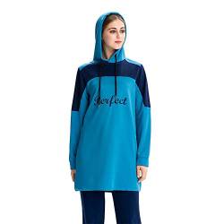 nadamuSun Muslim Trainingsanzug Islamischer Trainingsanzug Muslimah Sweatshirt Outdoor Sportanzug Jumper Hoodie Sportswear (Blue, M) von nadamuSun