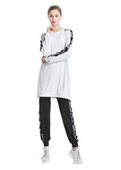 nadamuSun Muslim Trainingsanzug Set Jumper Hoodie Sportswear Islamischer Trainingsanzug Muslimah Sweatshirt Outdoor Color Sportanzug (White, 3XL) von nadamuSun