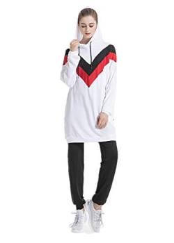 nadamuSun Muslim Trainingsanzug Set Jumper Hoodie Sportswear Islamischer Trainingsanzug Muslimah Sweatshirt Outdoor Color Sportanzug (Whitered, M) von nadamuSun