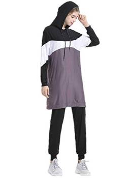 nadamuSun Muslimische Trainingsanzüge Pullover Hoodie Sportswear Set Islamischer Trainingsanzug Muslimah Sweatshirt Outdoor Sportanzug Gr. 38, violett von nadamuSun