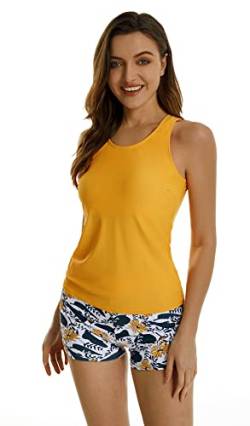 nadamuSun Tankini-Badeanzüge mit hohem Halsausschnitt für Frauen Halter-Badeanzüge Blumendruck-Badebekleidung Halter-Badeanzug (XXL, X8) von nadamuSun