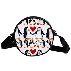 Umhängetasche aus Segeltuch, Motiv: Pinguine in Love Illustration, rund, Geldbörse, mehrfarbig, Small von nakw88