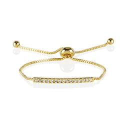 NAMANA Armband mit Swarovski Kristallen, Farbe wählbar 18 Karat vergoldet, 18 Karat Roségold vergoldet oder Silber, Venezianer Kette mit verstellbarer Länge (Gold, Vergoldet) von namana