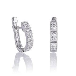 Namana Edle Silber Creolen für Damen. 925 Sterling Silber Ohrringe für Frauen mit Zirkonia Edelsteinen. Huggie Ohrringe in Sterling Silber mit Geschenkbox von namana