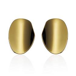 Namana Große Spiegel-Ohrringe für Damen. Designer vergoldete Ohrringe. Statement Ohrstecker für Frauen mit Geschenkbox von namana