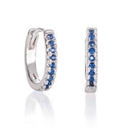 Namana Kleine blaue Creolen für Damen und Mädchen, 925 Sterling Silber Ohrringe für Frauen mit blauen Cubic Zirkonia Steinen, Zierliche Saphirblaue Creolen, winzige Huggie Hoop für sie von namana