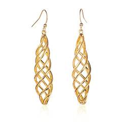 Namana Lange Spiral-Ohrringe für Damen und Mädchen, lange gedrehte Spiral-Ohrhänger für Frauen, ungewöhnliche 3D-Spiral-Ohrringe Hängend aus Gold von namana