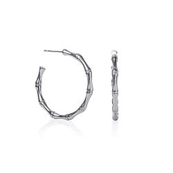 Namana Silber Bambus-Creolen für Damen und Mädchen, 30mm große Edelstahl Creolen für Frauen, Ohrringe Creolen für Damen, Silber-Schmuck-Geschenke für Frauen von namana