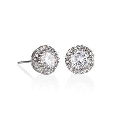 Namana Silber Strahlenkranz-Ohrstecker mit Cubic Zirkonia in Weiß, silberne Ohrstecker für Damen, Silberohrringe für Frauen mit Geschenkbox von namana