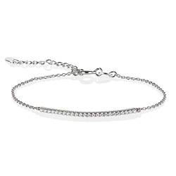 Namana Steg-Armband Sterling-Silber mit Steinen besetzt, feines Silberarmband für Damen mit AAA-Zirkonia, zierliches Kettenarmband mit Geschenkbox (18) von namana