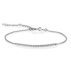 Namana Steg-Armband Sterling-Silber mit Steinen besetzt, feines Silberarmband für Damen mit AAA-Zirkonia, zierliches Kettenarmband mit Geschenkbox (20) von namana