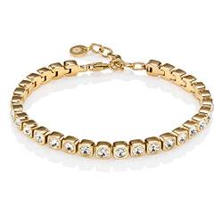 Namana Tennis-Armband in Gold für Damen. Edelstahlarmband mit Swarovski-Kristallen, 18 Karat vergoldet, Armkette für Sie mit Geschenkbox (21) von namana