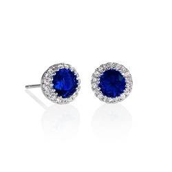 Namana blaue Strahlenkranz-Ohrstecker mit Cubic Zirkonia Blau, Silber Ohrringe mit blauen Steinen, Blaue Ohrringe für Frauen mit Geschenkbox von namana