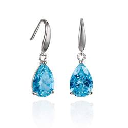 Namana hellblaue Tropfen-Ohrringe für Damen, ohrhänger mit himmelblauen Steinen im Birnenschliff, himmelblaue hängende Ohrringe für Frauen mit Geschenkbox von namana