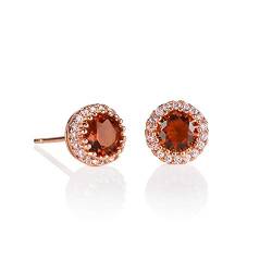 Namana roségold Strahlenkranz-Ohrstecker mit Cubic Zirkonia in Rot, rote Ohrstecker in Roségold, rote Ohrringe für Frauen mit Geschenkbox von namana